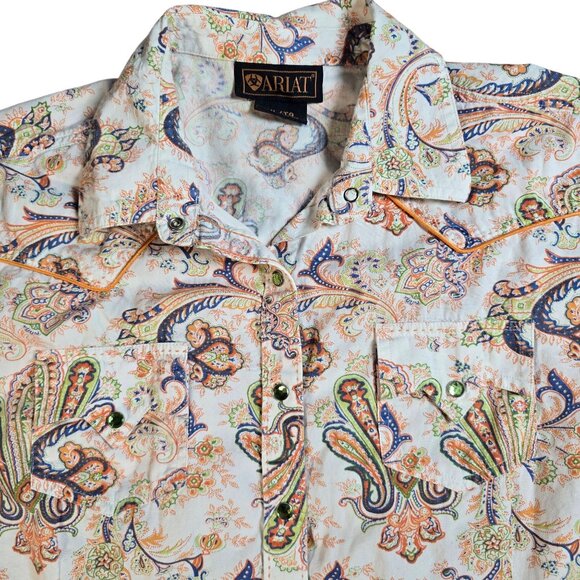 Ariat Paisley Pearl Button Long Sleeve Shirt Womens XL - Picture 1 of 9